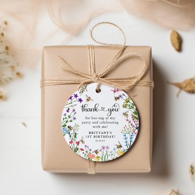 Étiquettes Cadeau Fleur sauvage et Anniversaire de enfant BumbleBee (Créateur téléchargé)