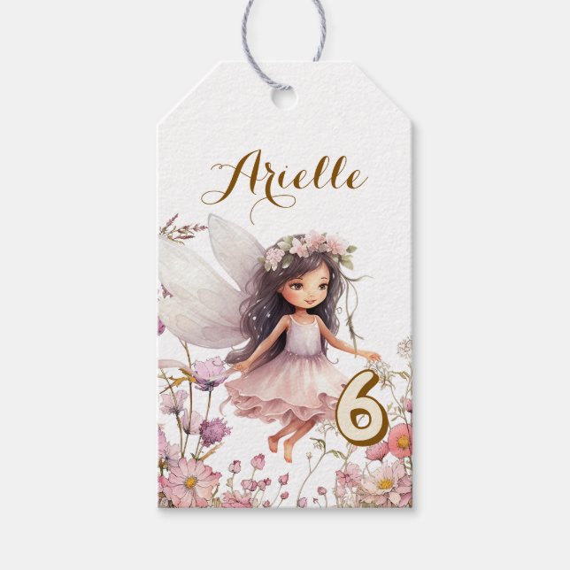 Étiquettes-cadeau Fleur sauvage fée lavande pixie anniversaire (Devant)