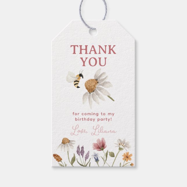 Étiquettes-cadeau Fleur sauvage fête d'anniversaire Merci Favoriser (Devant)