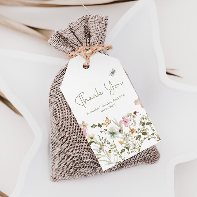 Étiquettes-cadeau Fleur sauvage Fête des mariées Favoriser (Créateur téléchargé)