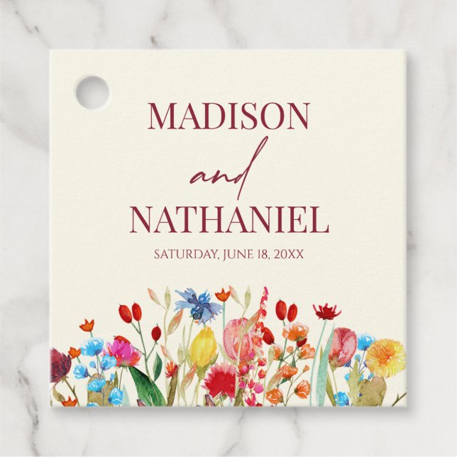 Étiquettes Cadeau Fleur sauvage Fleur Fleur Flore Jardin Mariage (Devant)