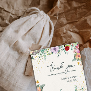 Étiquettes Cadeau Fleur sauvage Floral Merci Message Parti de mariag