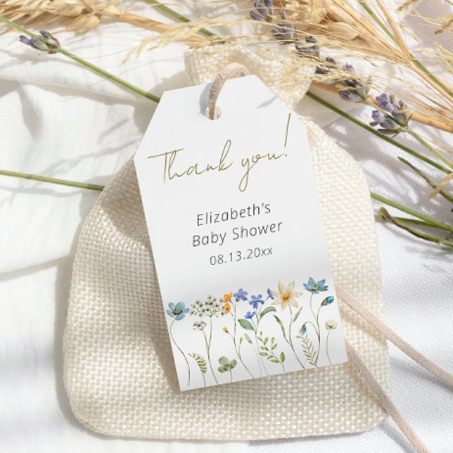 Étiquettes-cadeau Fleur sauvage Floral Neutre Baby shower Favoriser (Créateur téléchargé)