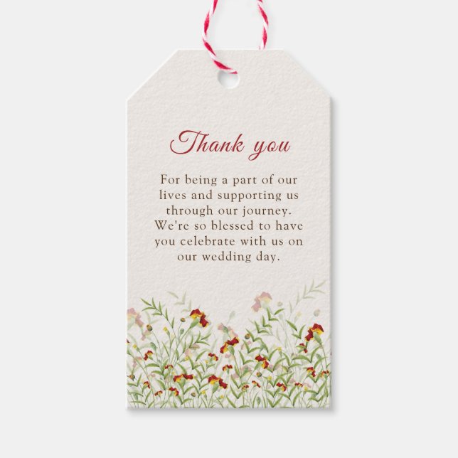 Étiquettes-cadeau Fleur sauvage Jaune Marigold Mariage de feuillage (Devant)