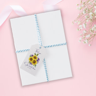 Étiquettes-cadeau Fleur sauvage jaune pourpre tournesol aquarelle