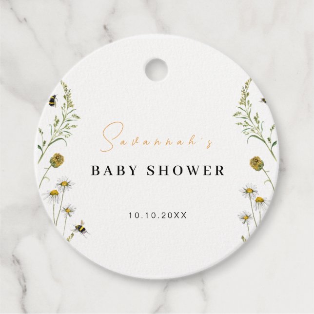 Étiquettes Cadeau Fleur sauvage Maman D'Être Un Baby shower Neutre P (Devant)