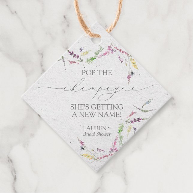 Étiquettes Cadeau Fleur sauvage Mini Bouteille Champagne (Devant)