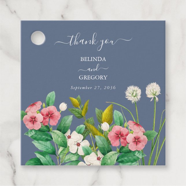 Étiquettes Cadeau Fleur sauvage Periwinkle Dusty Blue Mariage (Devant)