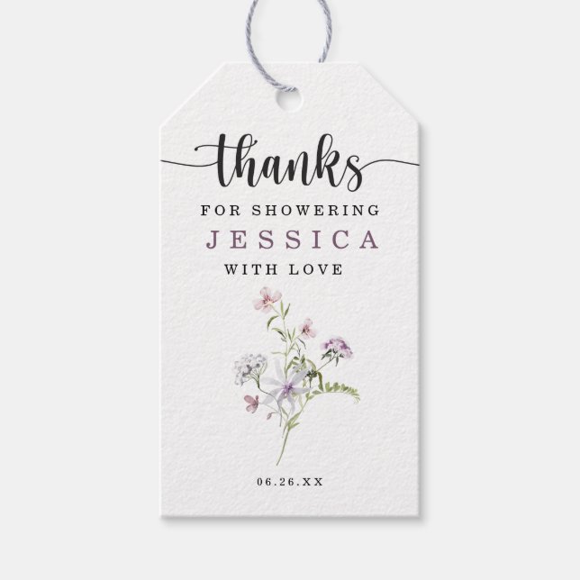 Étiquettes-cadeau Fleur sauvage Rustic Fête des mariées Favoriser le (Devant)
