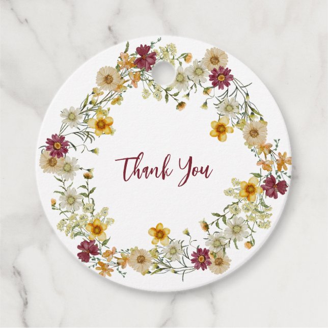 Étiquettes Cadeau Fleur sauvage rustique de Bourgogne (Devant)