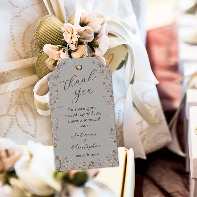 Étiquettes-cadeau Fleur sauvage rustique élégant Script mariage Fave (Créateur téléchargé)