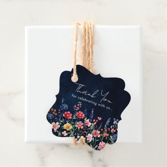 Étiquettes Cadeau Fleur sauvage Rustique Pays Boho Floral Merci (En situation)