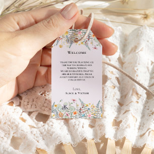 Étiquettes-cadeau Fleur sauvage simple Fern Lavender Mariage Bienven