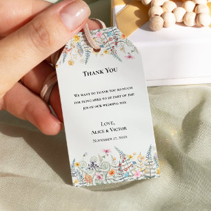 Étiquettes-cadeau Fleur sauvage simple Fern Mint Mariage Merci
