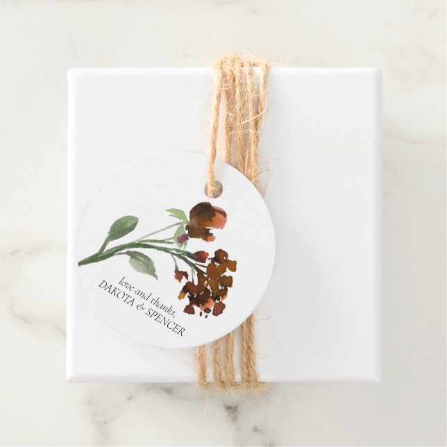 Étiquettes Cadeau Fleur sauvage | Terracotta Bohemian Love and Thank (En situation)