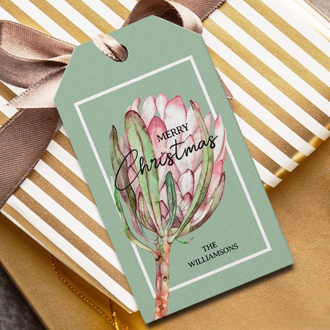 Étiquettes-cadeau Fleur tropicale Joyeux Noël (Créateur téléchargé)