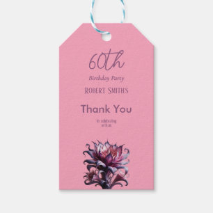 Étiquettes-cadeau Fleur violette élégante fête d'anniversaire