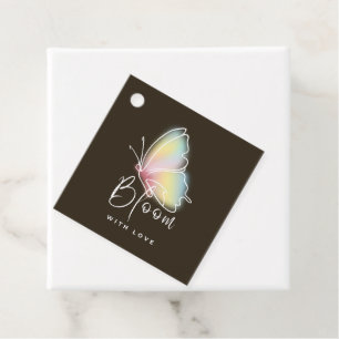 Étiquettes Cadeau Fleurir avec amour Luxe Papillon Noir et Blanc
