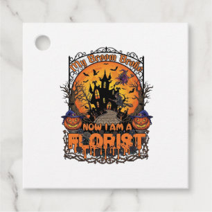 Étiquettes Cadeau Fleuriste balai cassé sorcière Halloween citrouill