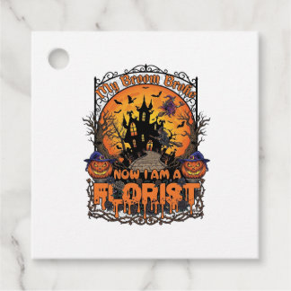 Étiquettes Cadeau Fleuriste balai cassé sorcière Halloween citrouill