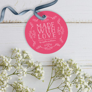 Étiquettes Cadeau Fleurons de couleur modifiables faits avec amour é