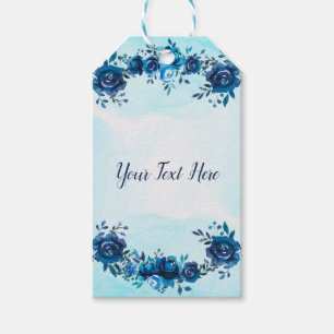Étiquettes-cadeau Fleurs Aquarelle Bleu Indigo Mariage Floral