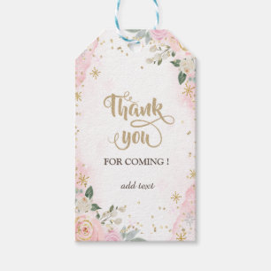 Étiquettes-cadeau Fleurs aquarelles chic flocons de neige Merci 