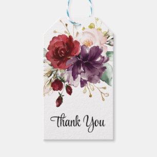 Étiquettes-cadeau Fleurs aquarelles colorées élégantes remerciement