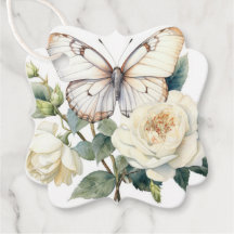 Fleurs blanches romantiques merci pour les étiquet