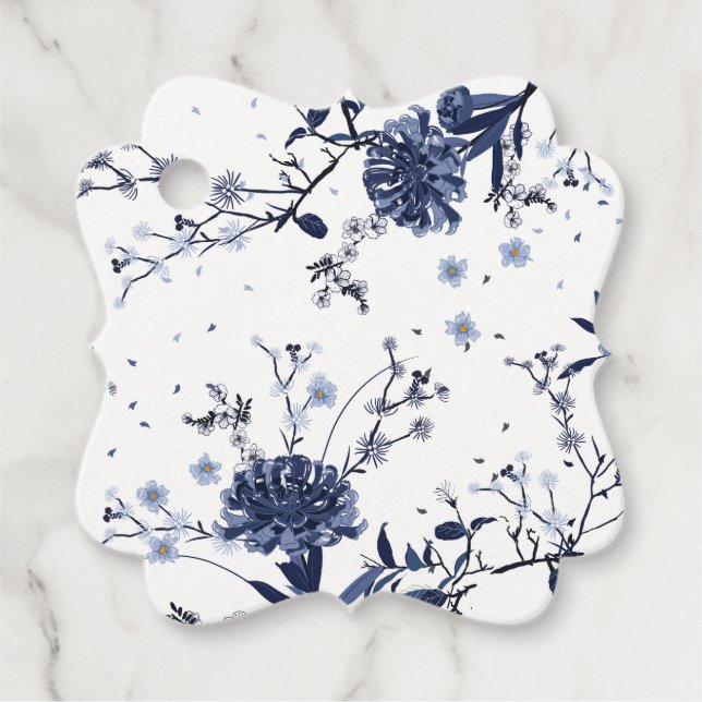 Étiquettes Cadeau Fleurs bleues (Devant)
