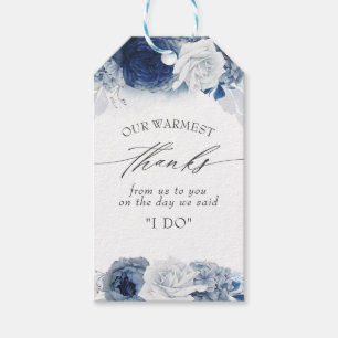 Étiquettes-cadeau Fleurs bleues poussiéreuses Merci de mariage éléga