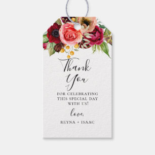 Étiquettes-cadeau Fleurs Bohèmes Mariage Merci