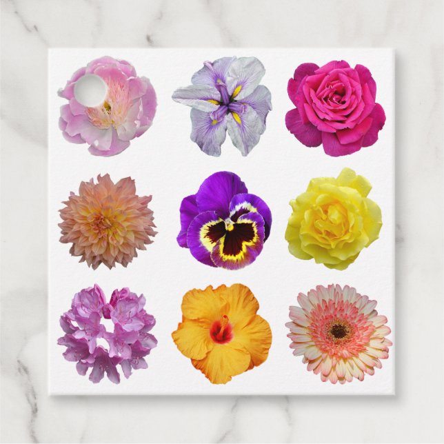 Étiquettes Cadeau Fleurs colorées (Devant)