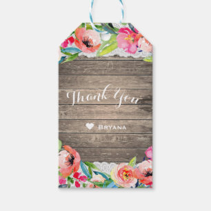 Étiquettes-cadeau Fleurs Colorées Faveur Moderne Florale Bois & Dent