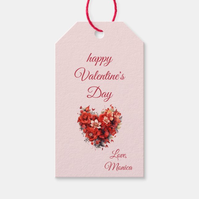 Étiquettes-cadeau Fleurs d'affection | Custom Valentine's Day (Devant)