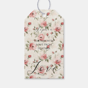 Étiquettes-cadeau Fleurs d'amour de roses roses Fête de mariage