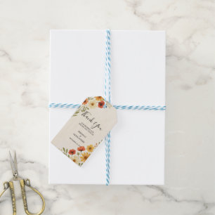 Étiquettes-cadeau Fleurs d'aquarelle mariage botanique merci