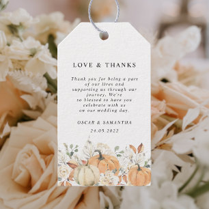 Étiquettes-cadeau Fleurs d'aquarelle tendance et Citrouille automne