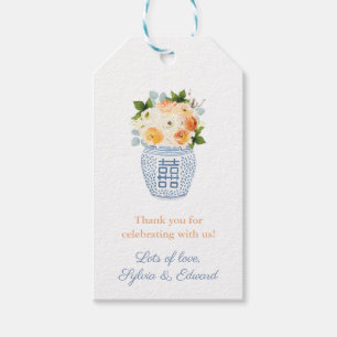 Étiquettes-cadeau Fleurs d'automne Citrouille blanc Baby shower clé