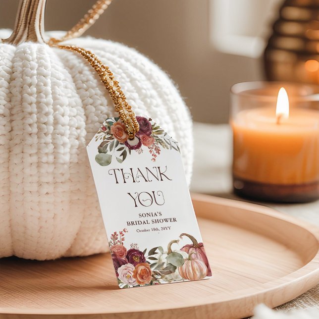 Étiquettes-cadeau Fleurs d'automne Fête des mariées Citrouille Favor (Créateur téléchargé)