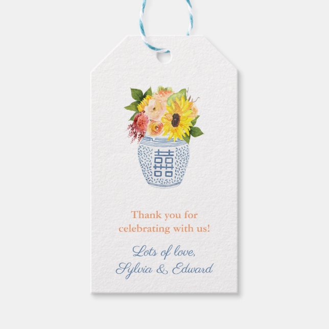 Étiquettes-cadeau Fleurs d'automne Rustic Chic Baby shower d'automne (Devant)