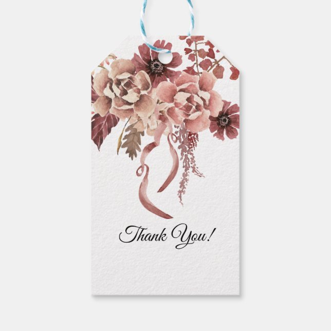 Étiquettes-cadeau Fleurs d'automne rustiques à l'aquarelle (Dos)