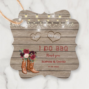 Étiquettes Cadeau Fleurs de Bourgogne Bottes Western Cowboy I DO BBQ