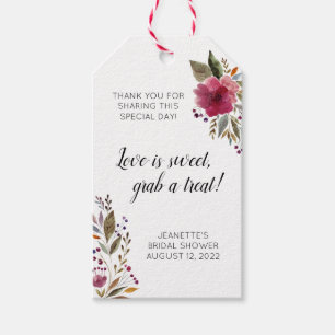 Étiquettes-cadeau Fleurs de Bourgogne Love Is Sweet Mariage