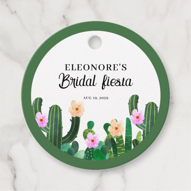 Étiquettes Cadeau Fleurs de cactus  Fiesta de mariage  (Devant)