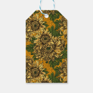 Étiquettes-cadeau Fleurs de chrysanthème jaune