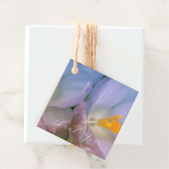 Étiquettes Cadeau Fleurs de crocus de printemps (En situation)
