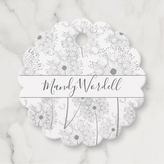 Étiquettes Cadeau Fleurs de Dandelion illustrées (Devant)