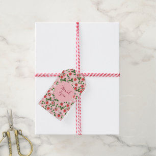 Étiquettes-cadeau Fleurs de Fraises Douces Aquarelle Florale