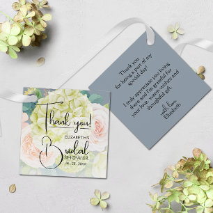 Étiquettes Cadeau Fleurs de jardin Mariage Dusty Blue